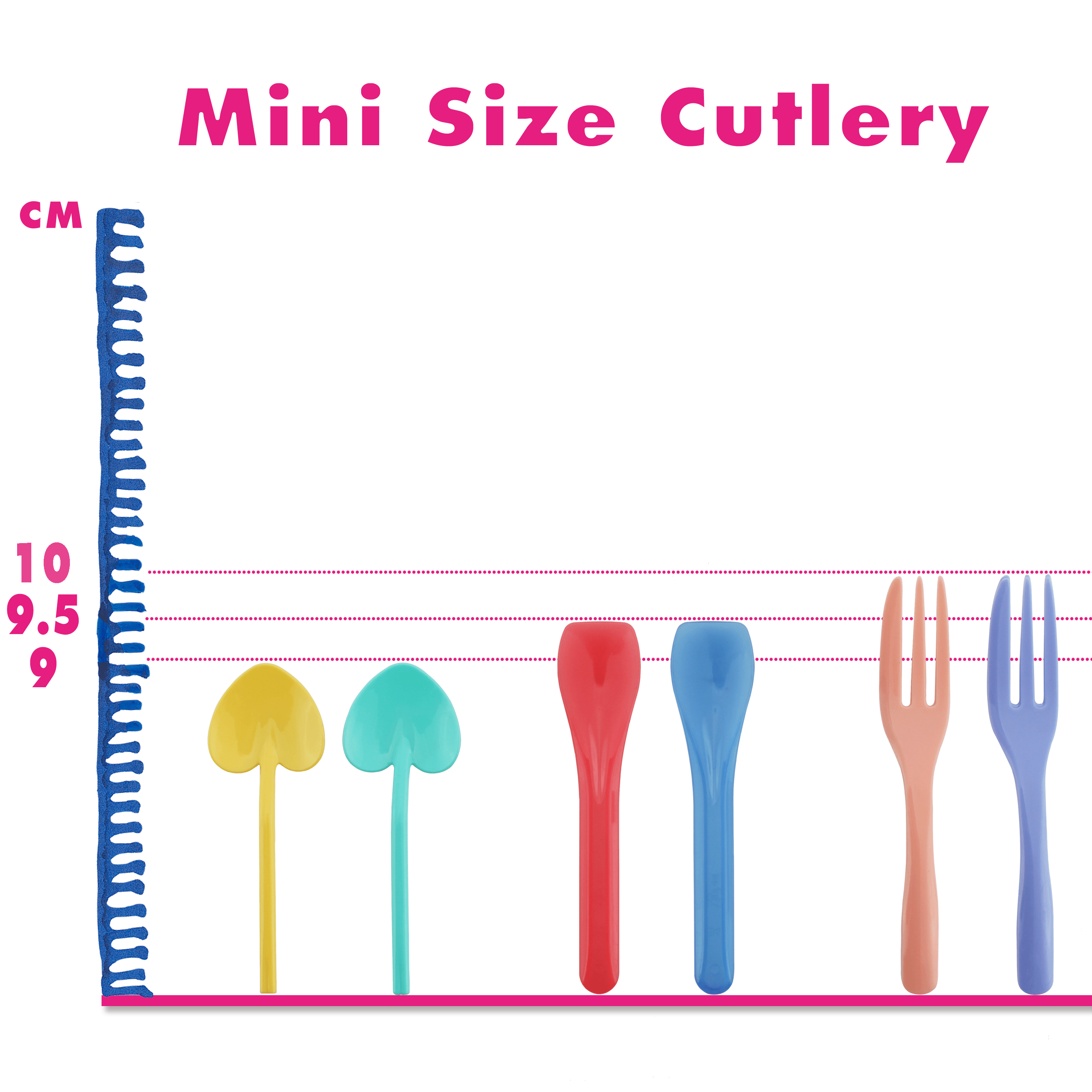 อุปกรณ์ทานอาหารพลาสติกขนาดมินิ 7-10 ซม.